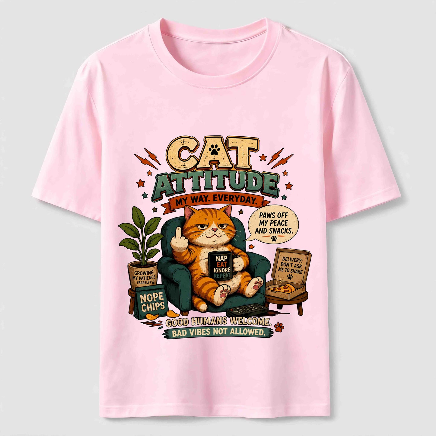 Cat Attitude Graphic Tee