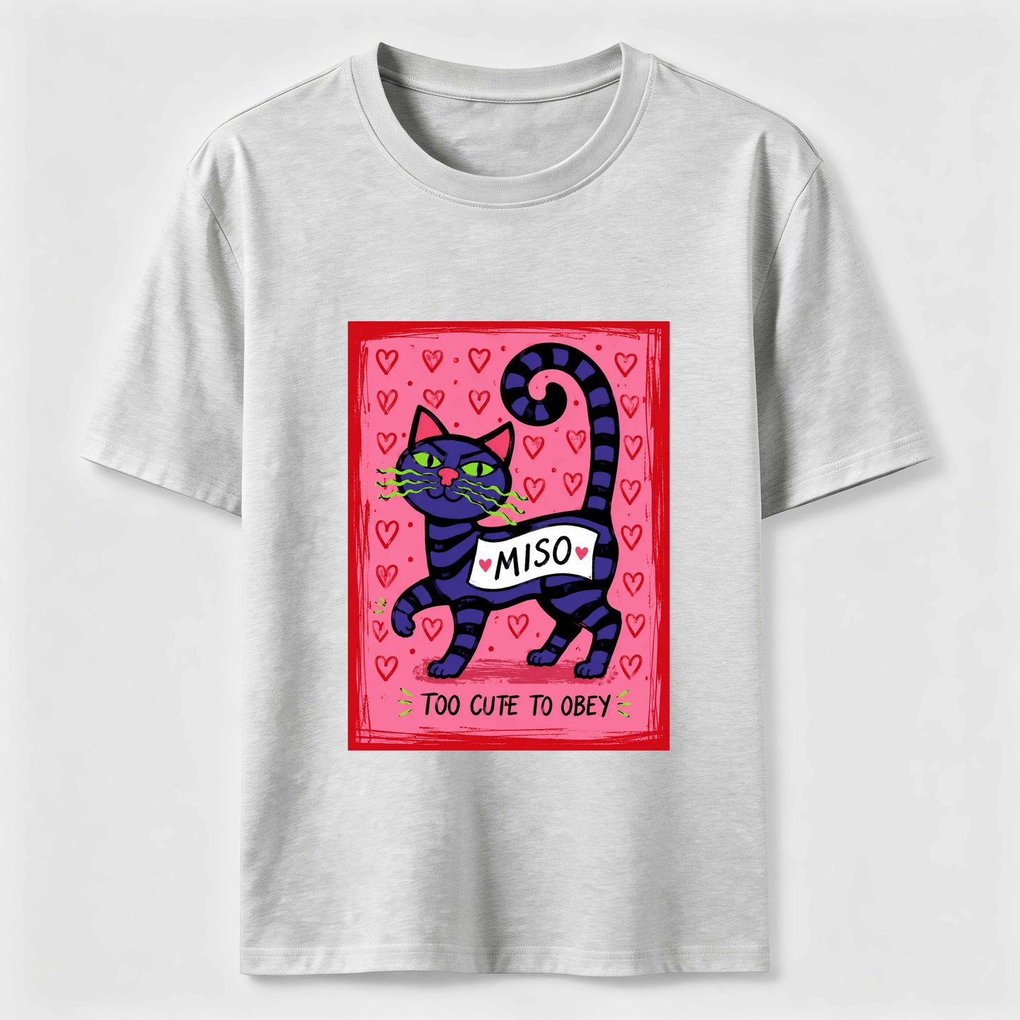Mischievous Striped Cat Graphic T-Shirt