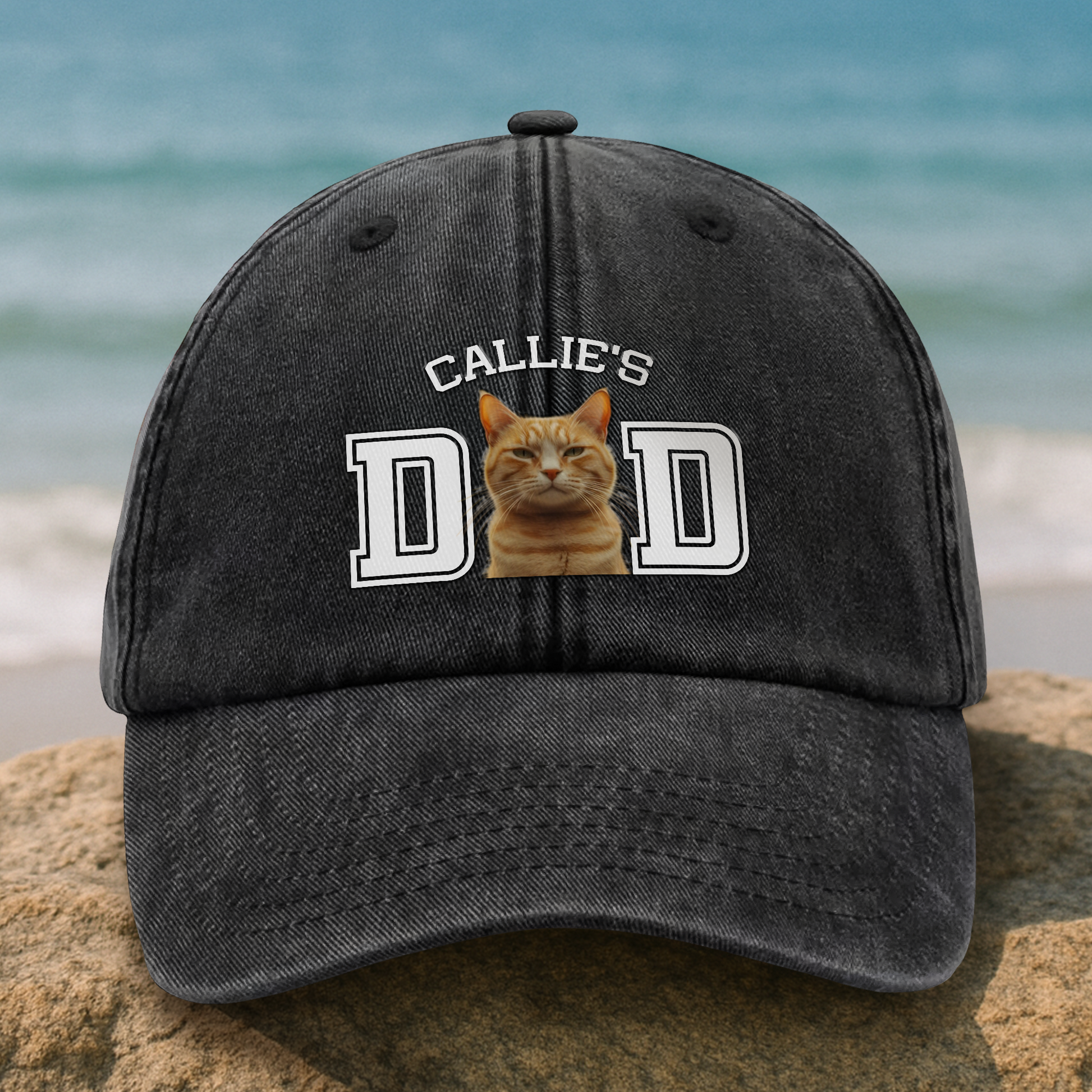 Custom dog dad washed denim baseball cap personalized with dog photo and name image 9