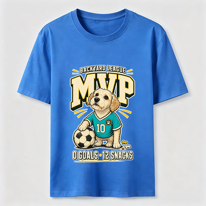 Funny Soccer Dog Backyard League MVP Puppy Graphic Tee