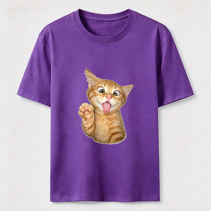 Funny Orange Kitten Wave Tee