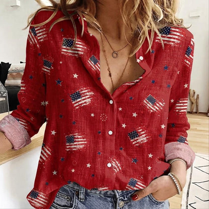 Retro American Flag Blouse Shirt, USA 250th Anniversary Shirt 4th July Patriotic Gift CH07 911794
