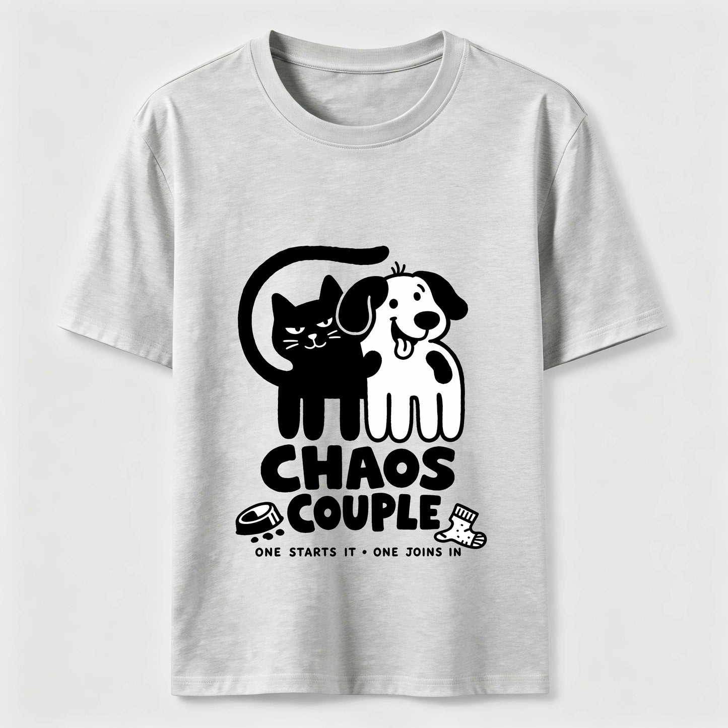Chaos Couple Cat And Dog Tee