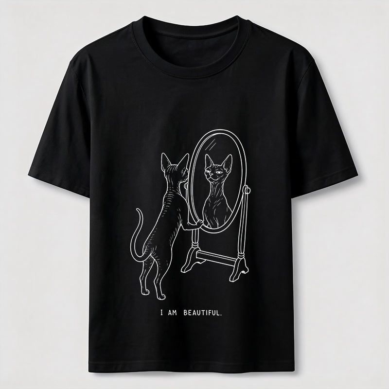 I Am Beautiful Cat Shirt Self Confident Cat Lover Graphic Tee