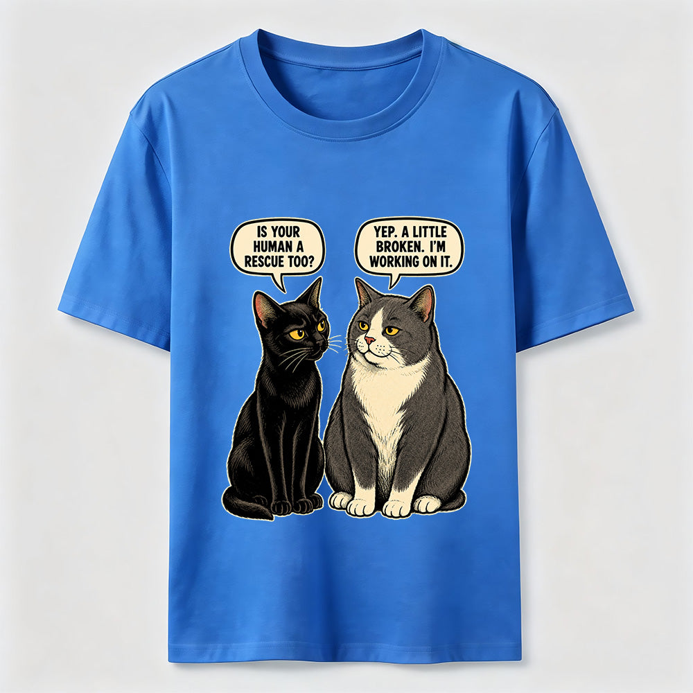 Rescue Human Cat Conversation T-Shirt