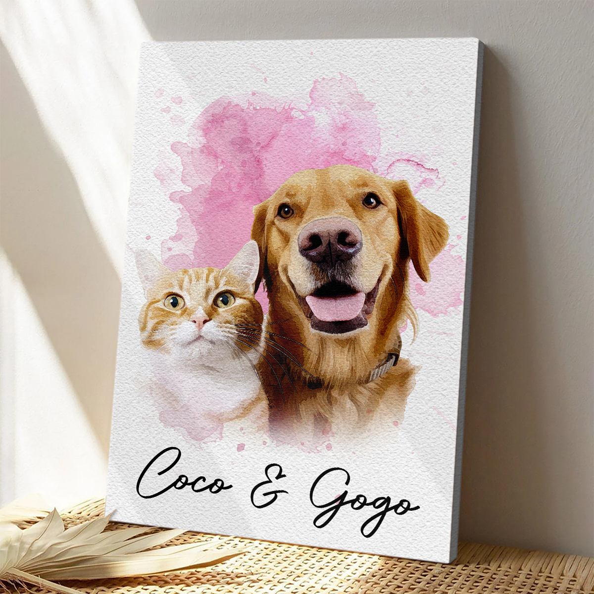 Watercolor Pet From Photo - Personalized Customized Canvas / Poster