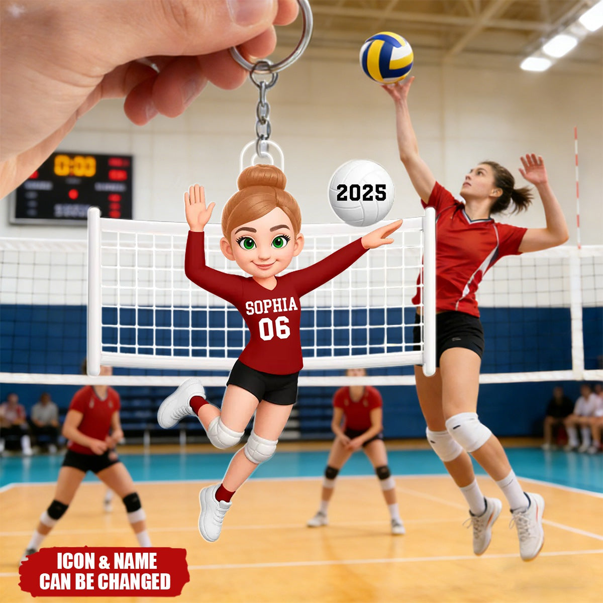 Personalized Volleyball Girl Keychain for Daughter/Granddaughter