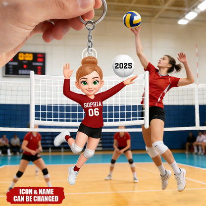 Personalized Volleyball Girl Keychain for Daughter/Granddaughter