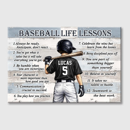 Personalized Baseball Life Lessons Poster / Canvas - Gift for Sports Families