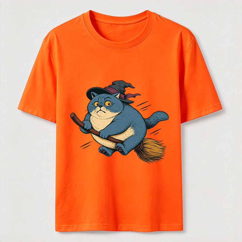 Witch Cat On A Broom T-Shirt
