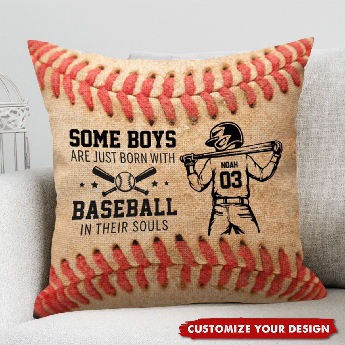 Pillow material and size view - Personalized Baseball Soul Pillow