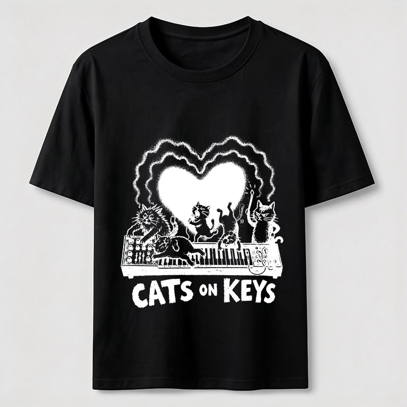 Cats On Keys Music Cat Lover Graphic Tee