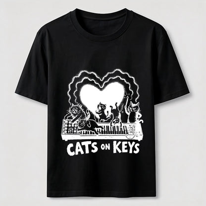 Cats On Keys Music Cat Lover Graphic Tee