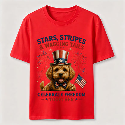 Stars, Stripes & Wagging Tails Patriotic Dog T-Shirt