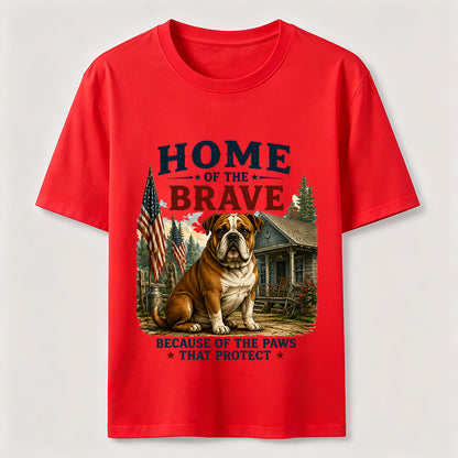 Home of the Brave Patriotic Bulldog T-Shirt