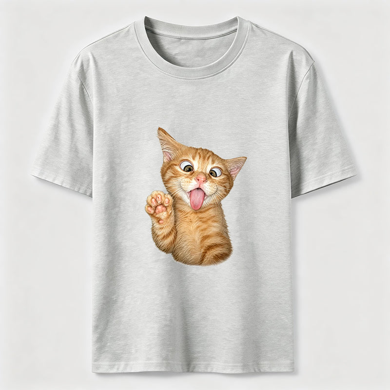 Funny Orange Kitten Wave Tee