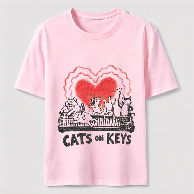 Cats On Keys Music Cat Lover Graphic Tee