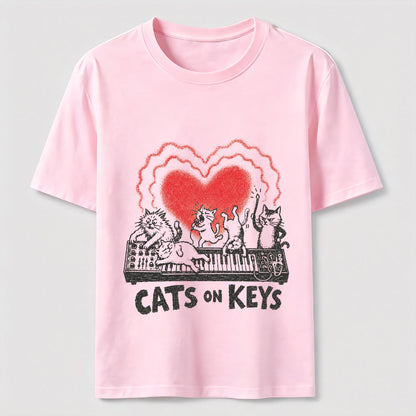 Cats On Keys Music Cat Lover Graphic Tee