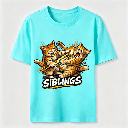 Playful Cat Siblings Graphic T-Shirt