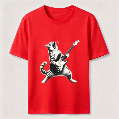 Rockstar Cat Vintage Guitar Streetwear Tee
