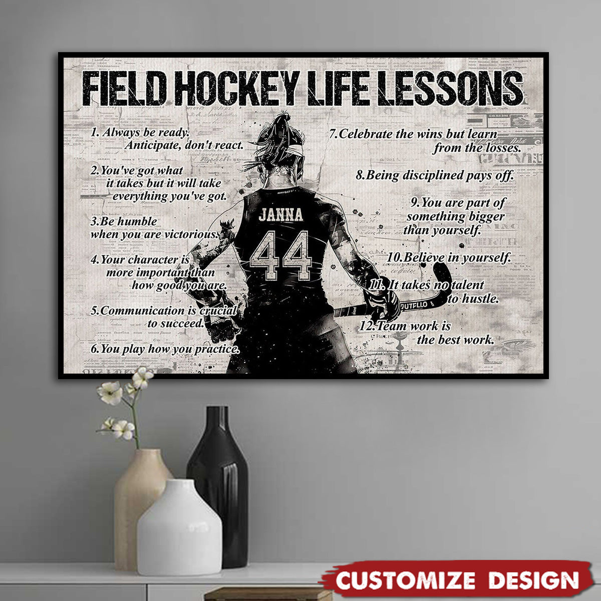 Personalized Field Hockey Life Lessons Poster / Canvas - Gift For Field Hockey Lovers
