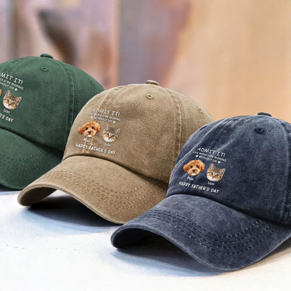 Custom Photo Life Would Be Boring Without Me Dog Cat Washed Denim Baseball Cap Gift For Father's Day HO82 893946