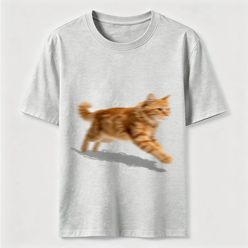 Orange Tabby Cat Running T-Shirt