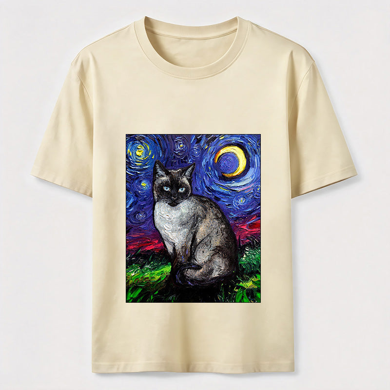 Starry Night Siamese Cat T-Shirt