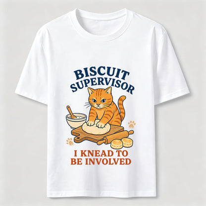 Biscuit Supervisor Funny Baking Cat T-Shirt