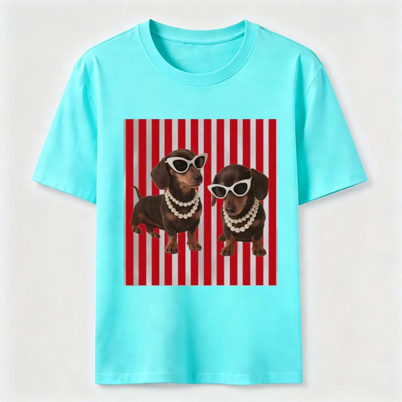Cool Dachshund Stylish Wiener Dog Sunglasses Graphic Tee