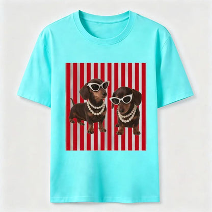 Cool Dachshund Stylish Wiener Dog Sunglasses Graphic Tee