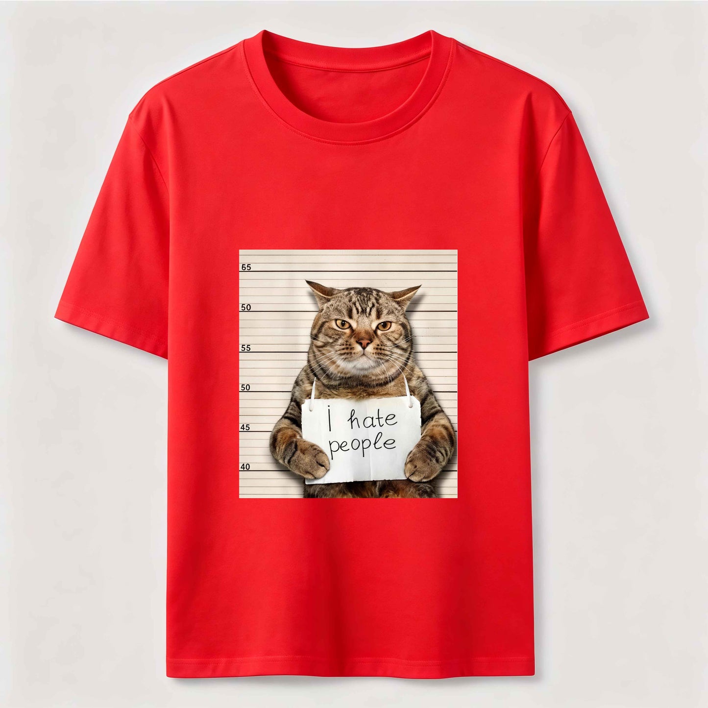 I Hate People Funny Mugshot Cat Graphic Tee