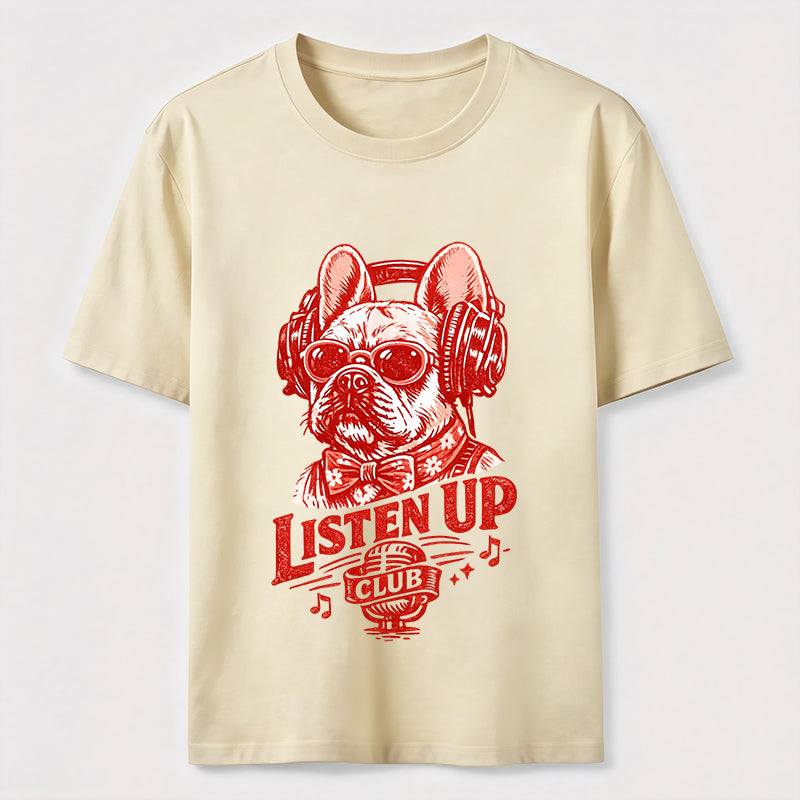 Listen Up Frenchie Music Tee