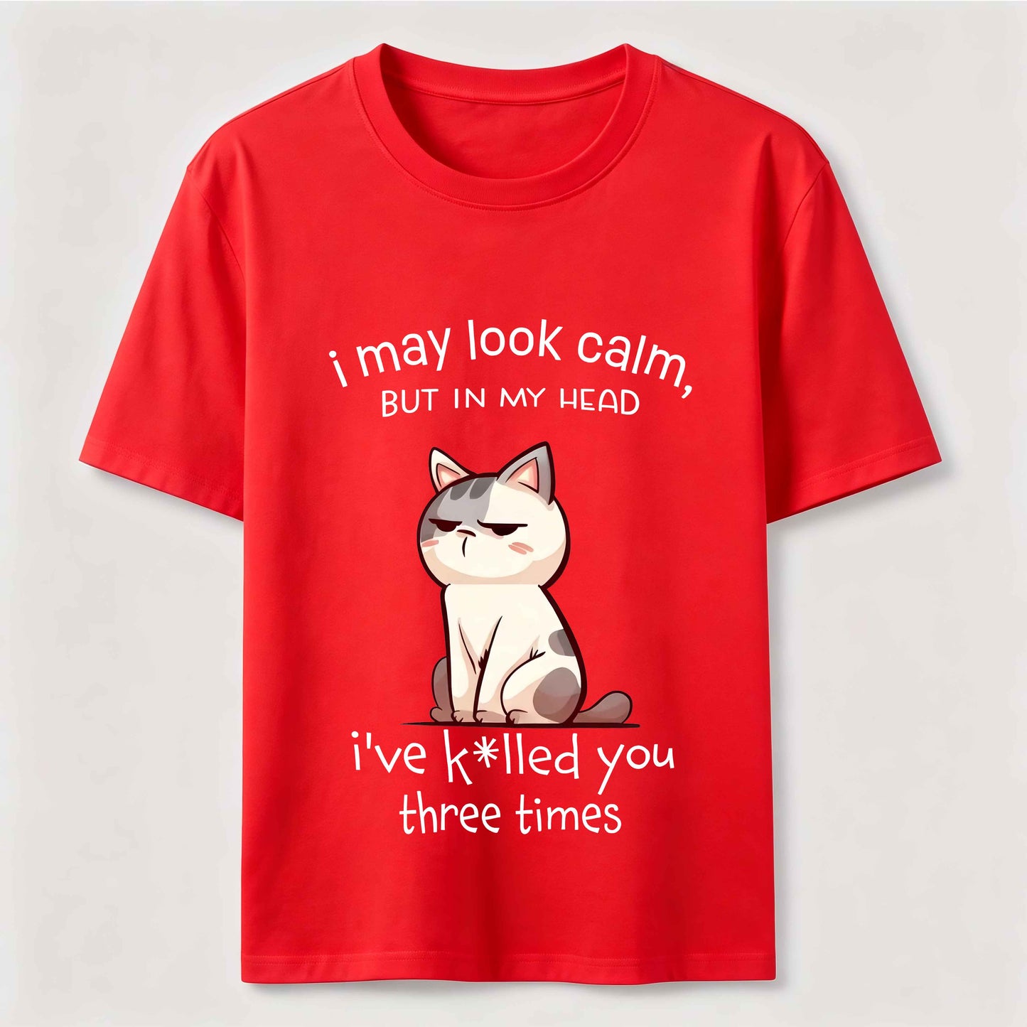 Calm Face Chaotic Mind Cat T-Shirt