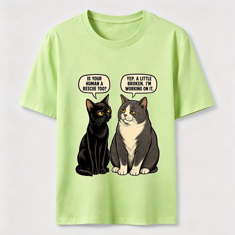 Rescue Human Cat Conversation T-Shirt