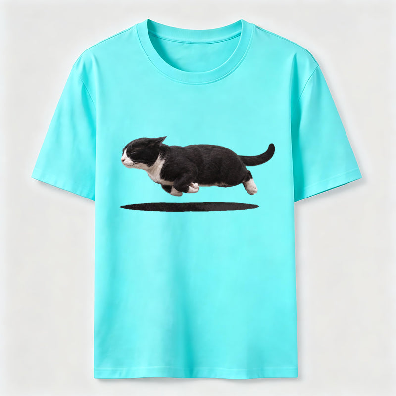 Flying Tuxedo Cat Graphic T-Shirt