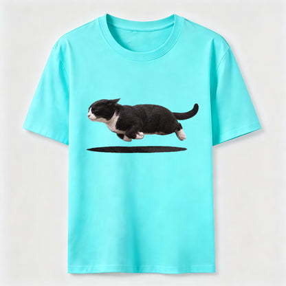 Flying Tuxedo Cat Graphic T-Shirt