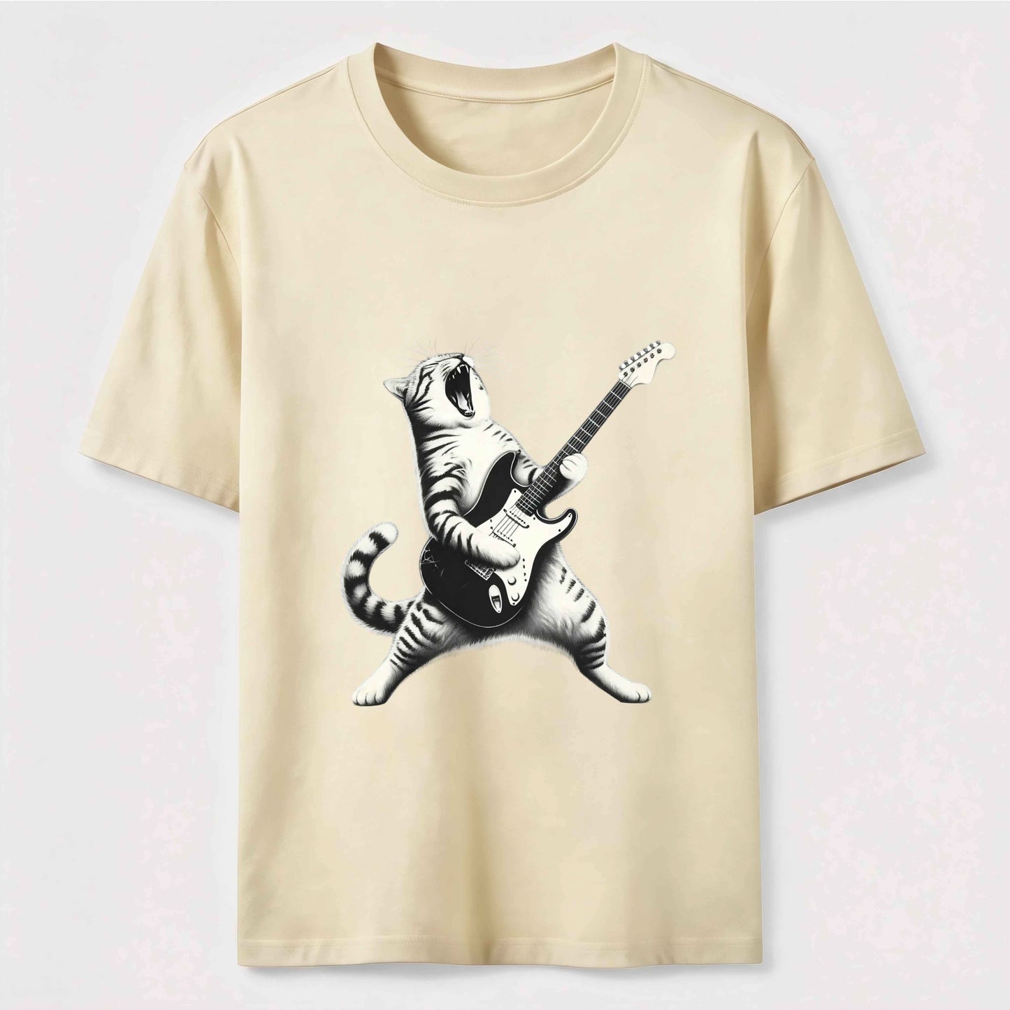 Rockstar Cat Vintage Guitar Streetwear Tee