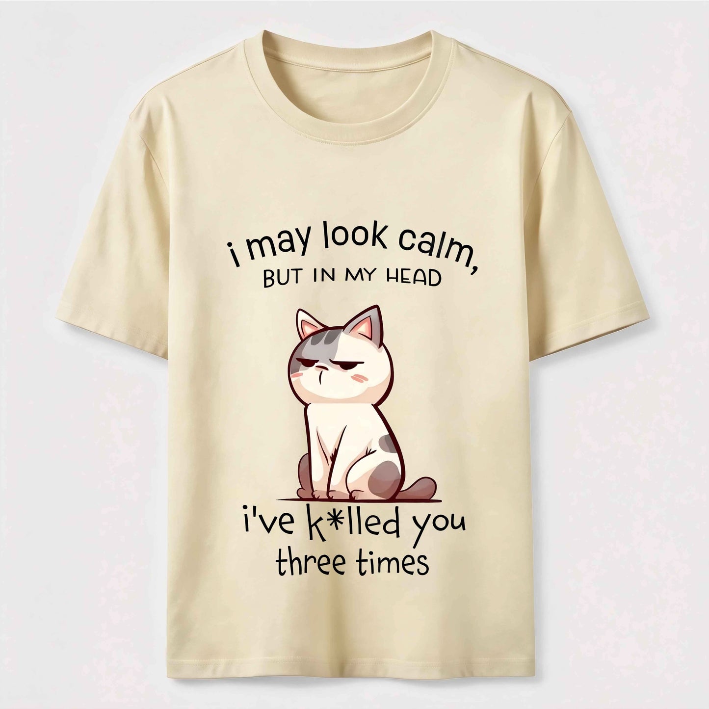 Calm Face Chaotic Mind Cat T-Shirt