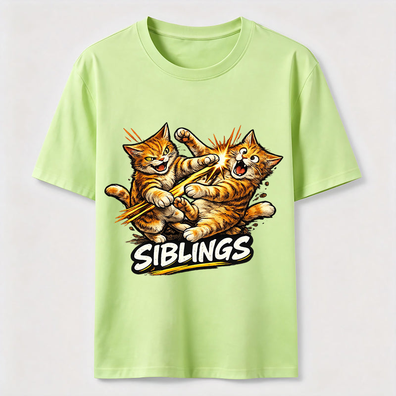 Playful Cat Siblings Graphic T-Shirt