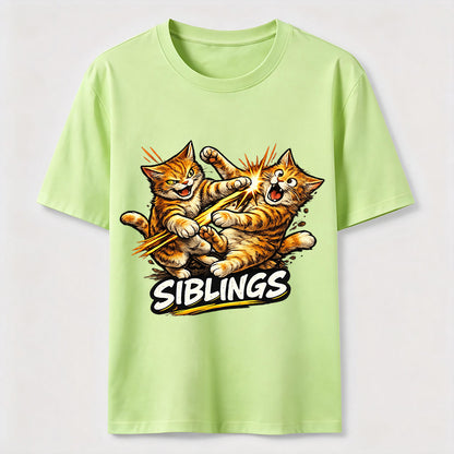 Playful Cat Siblings Graphic T-Shirt