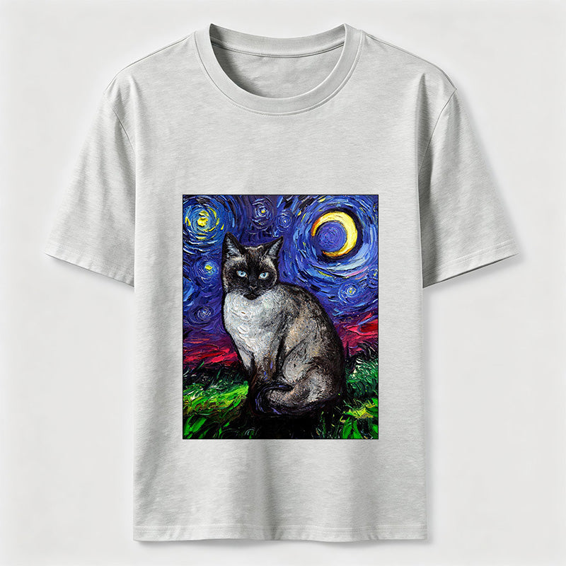Starry Night Siamese Cat T-Shirt
