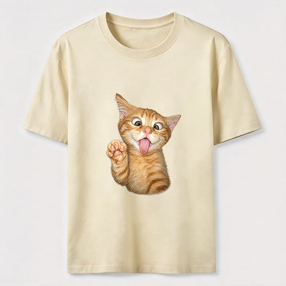 Funny Orange Kitten Wave Tee