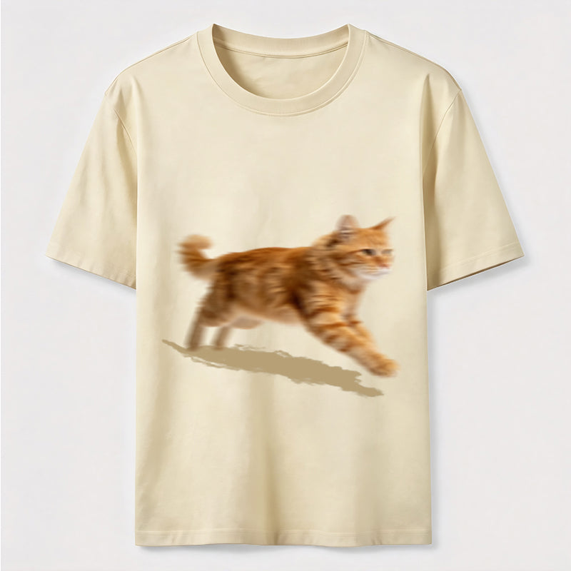Orange Tabby Cat Running T-Shirt