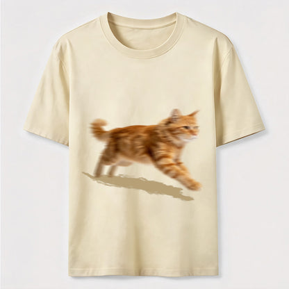 Orange Tabby Cat Running T-Shirt