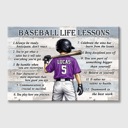 Personalized Baseball Life Lessons Poster / Canvas - Gift for Sports Families