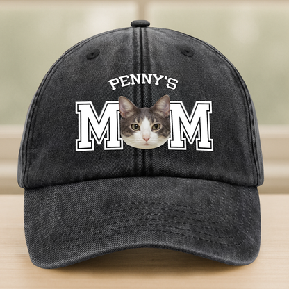 Custom Dog Dad Washed Denim Baseball Cap - Personalized Photo Pet Dad Hat for Men