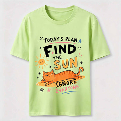 Sun-Seeking Orange Cat T-Shirt
