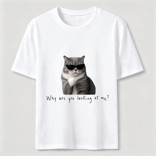 Why Are You Looking at Me Funny Cat T-Shirt