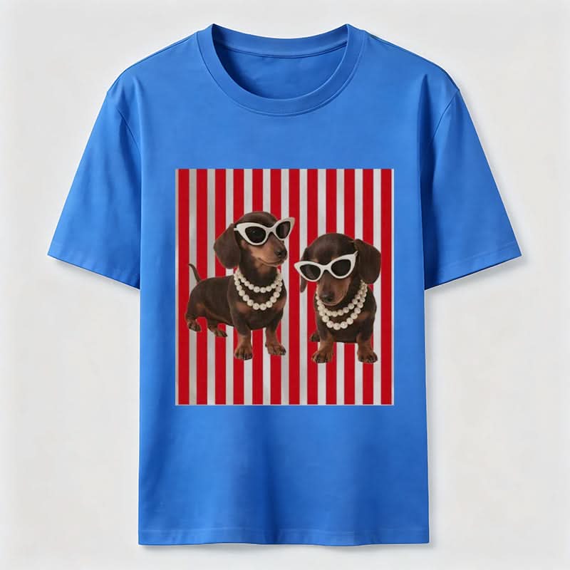 Cool Dachshund Stylish Wiener Dog Sunglasses Graphic Tee